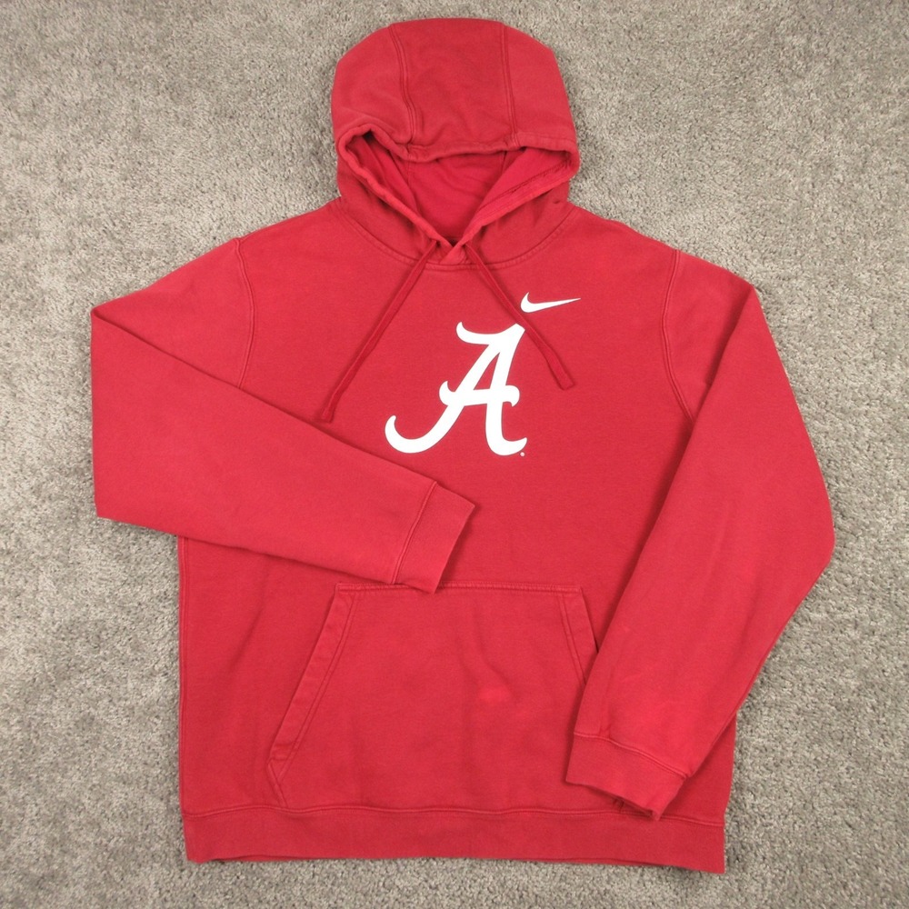 Alabama Crimson Tide Sweater Mens Large Red Hoodie Sweatshirt Nike Fleece NCAA